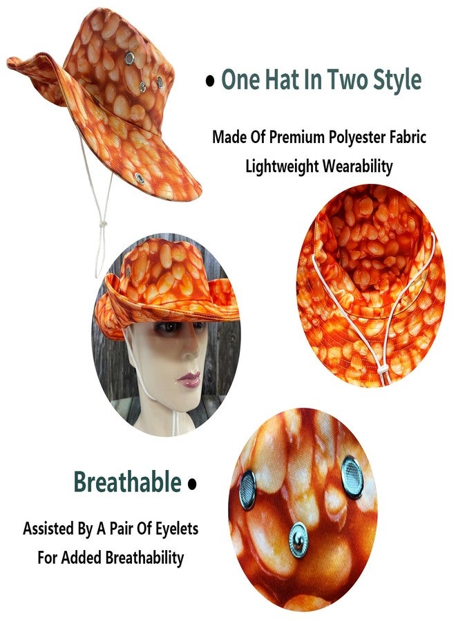 feelacle Baked Beans Funny Sun Hat for Men Women Wide Brim Bucket Hat Boonie Hat Fishing Hiking Summer Beach Caps - Image 3